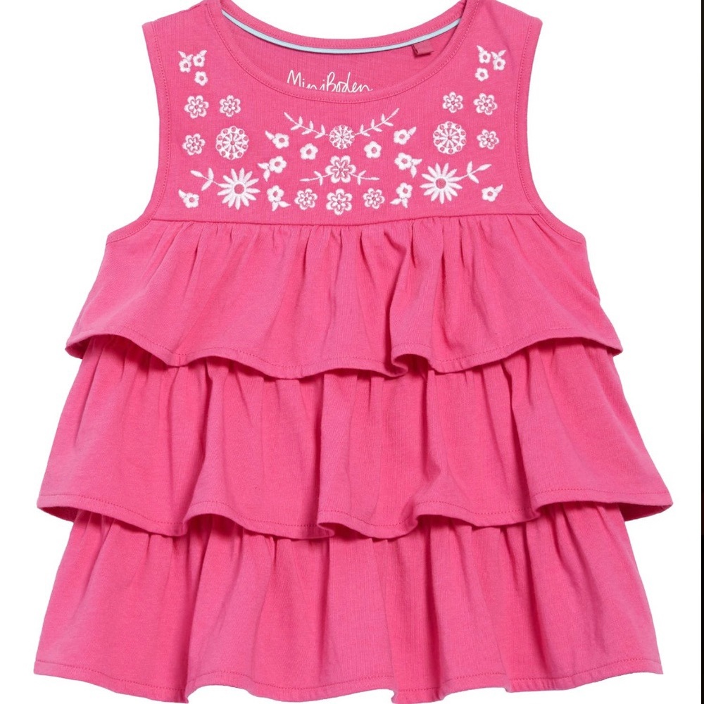 New!! Mini Boden pop pansy pink ruffle top